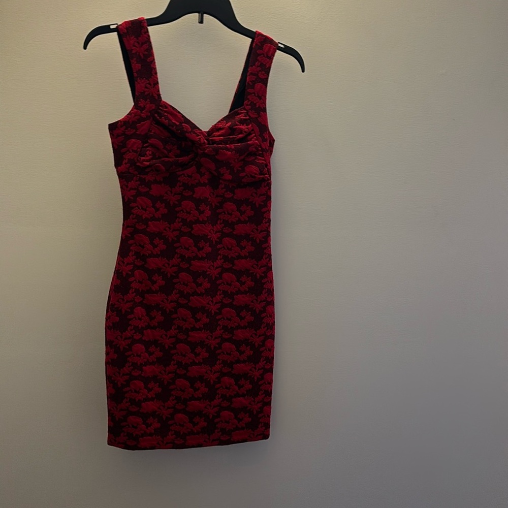 Candies Juniors Red Floral Bodycon Jacquard‎ Floral Dress size small